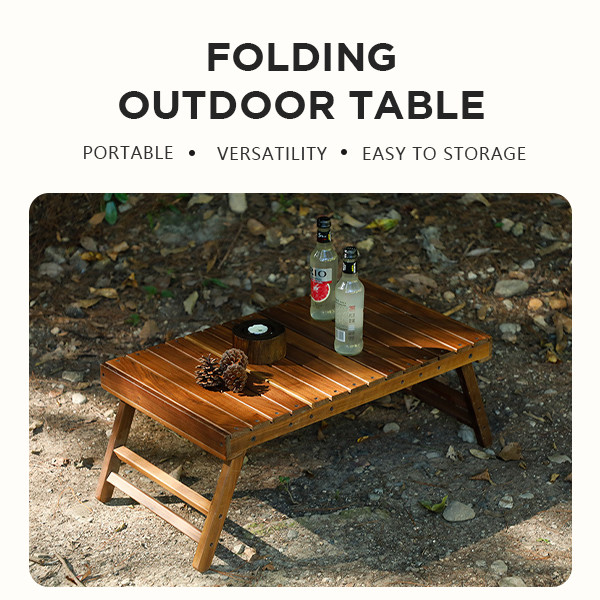 Oak Table For Camping With Foldable Legs Portable Folding Picnic Table