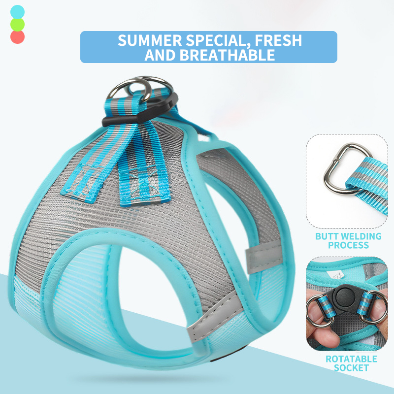 Dog Harness Breathable Mesh Cloth Pet Leash Adjustable Custom Designer Nylon Webbing