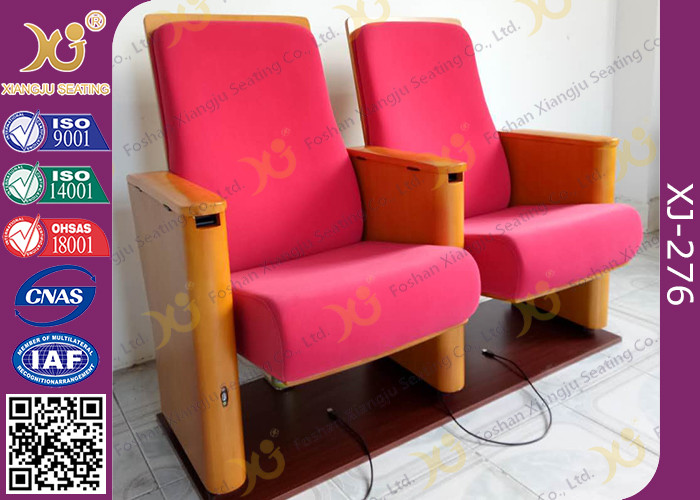 Wooden Armrest Church Hall / Concert Hall Seating With USB Hub On The Leg