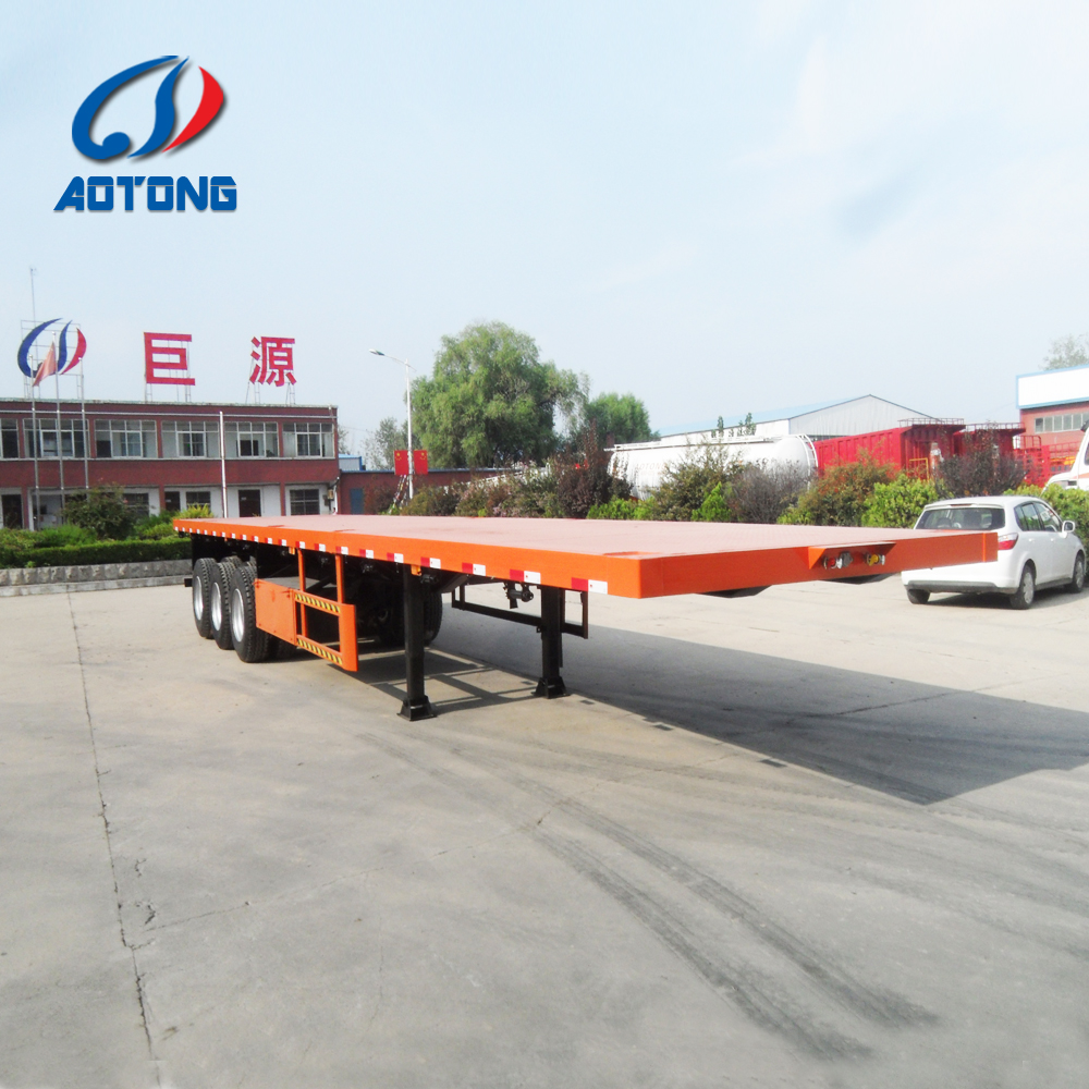 Container Twist Locks Flatbed Semi Trailer with 160mm Cross Beam and 12R22.5 Tires