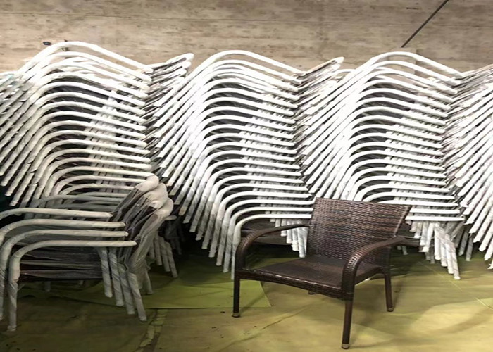 Weaving Metal Garden Stacking Rattan Chair For Bistro Patio Beach Dining