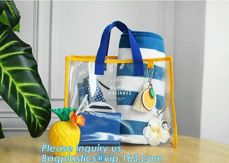 Summer Detachable Women Transparent PVC Handbag Shoulder Bag, handle shoulder strap sand vinyl tote clear pvc beach bag