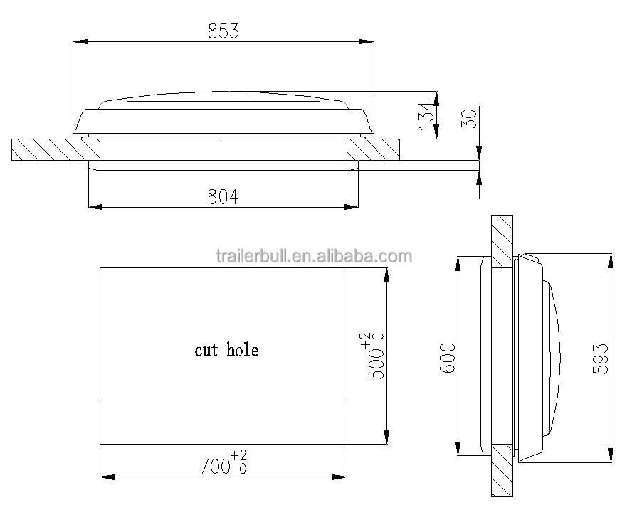 Electric Roof Hatch RW3 500x700mm for Expedition Camper Trucks and Motorhome RV Body Parts