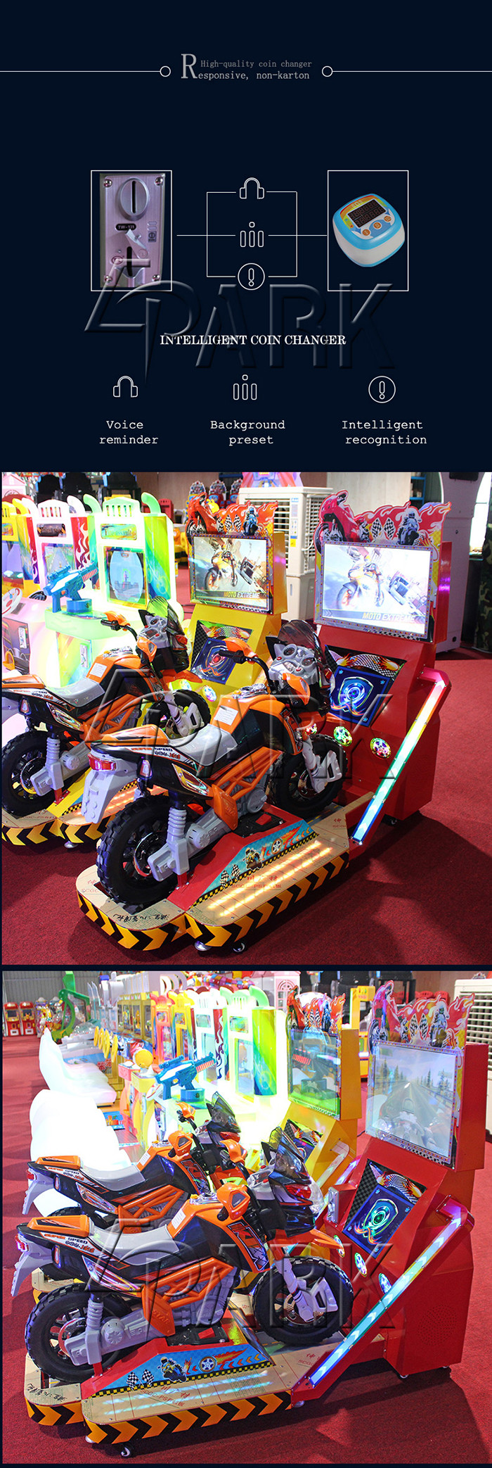 Child Coin Operated Motorcycle Simulator / Arcade TT Motor Racing Video Game Machine