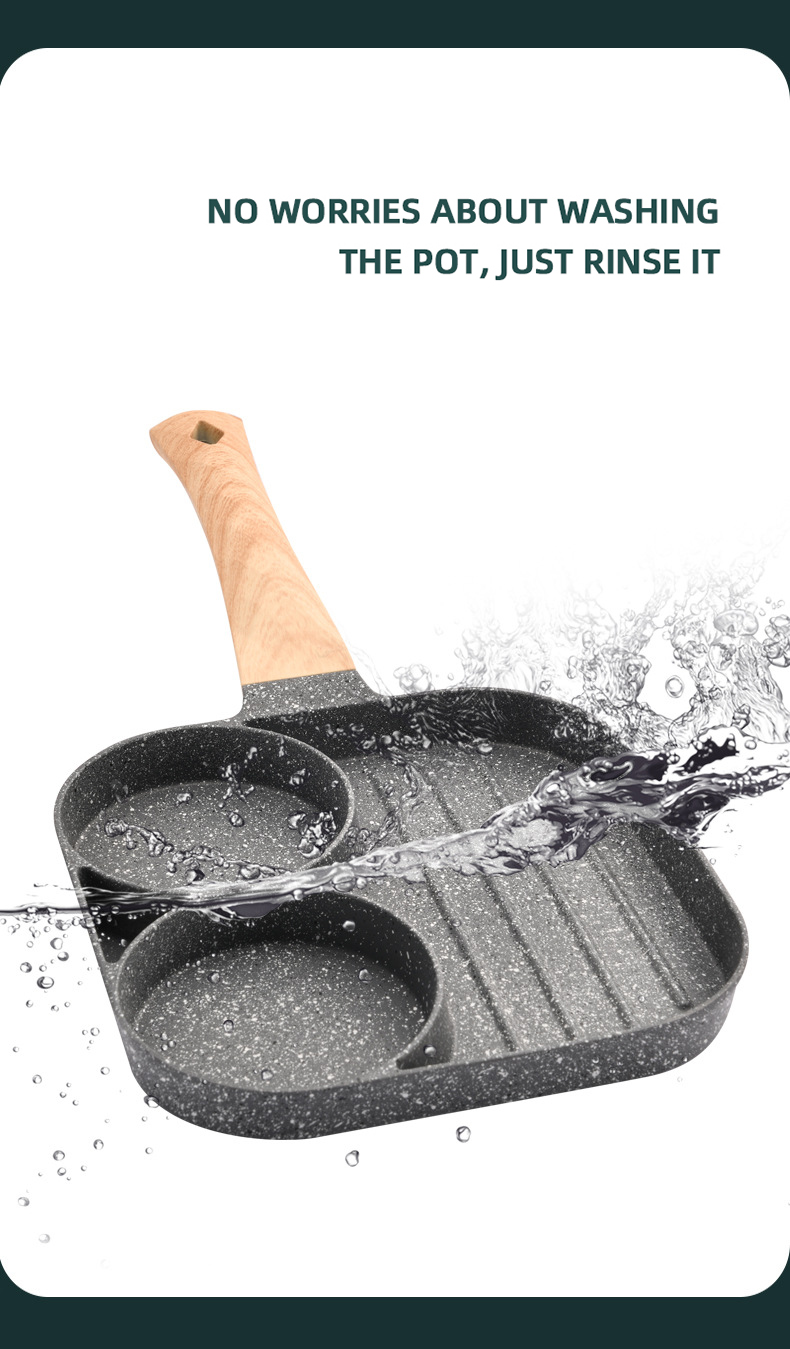 Non-stick Fried Egg Pot Flat-bottomed Frying Pan Kitchen Cooking Pot Omelette Pan 3-hole Medical Stone Frying Pan