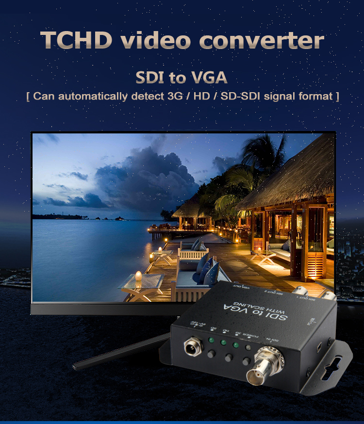 3G-SDI To VGA Converter Video To IP Converter With Splitter 7.5V-15V