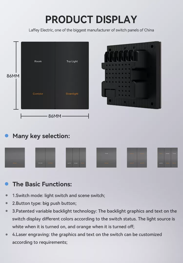 Zigbee Wall Switch 2 / 3 / 4 Conjoined Style Thick Metal 3mm Panel