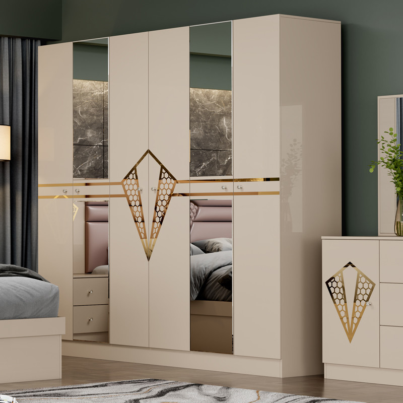 Cheap High Quality Master Room Wood Frame Double Bed Set Home Modern Luxury Complete Wooden King Size Bedroom Sets Furniture