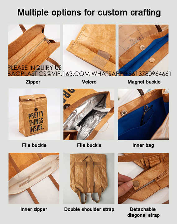 Wholesale Waterproof Portable Durable Custom Logo Thermal Kraft Picnic Cooler Insulated Paper Tyvek Lunch DuPont
