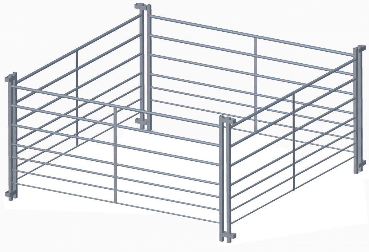 Livestock Corral Fence Heavy Duty 12ft Square Pipe With Oval Rail