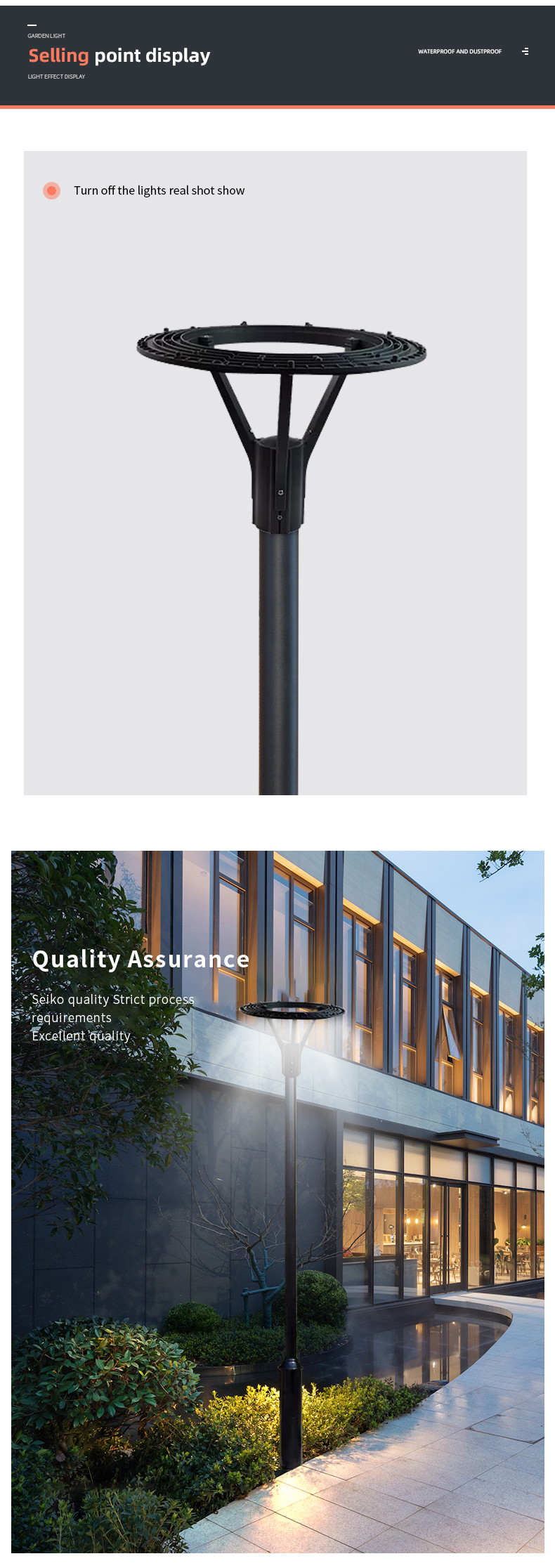 Non Solar Outdoor LED Garden Pole Lights High Lumen Commercial 40 Watt