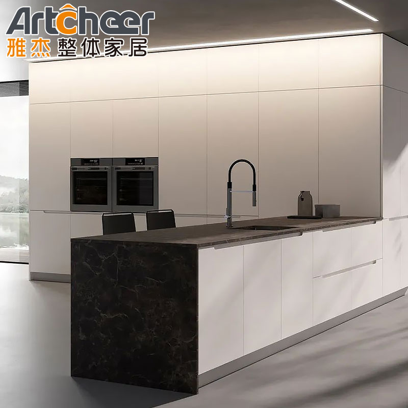 Modern Stylish Kitchen Furniture Cabinet Complete Set with Island Table in Euro Market