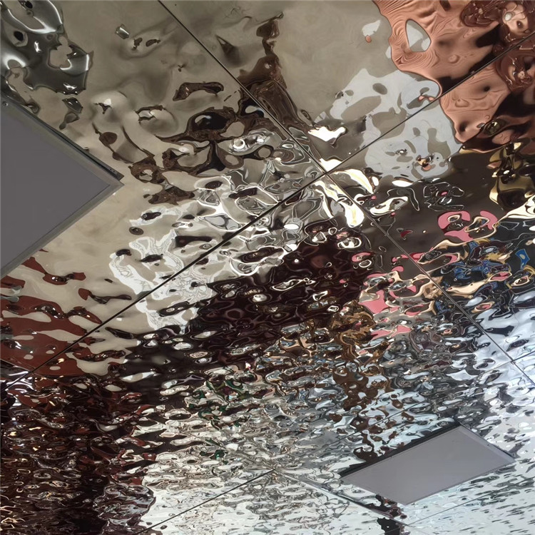 Ripple Stainless Steel Sheets Rose Gold Mirror Finish For Hotels Villa Lobby Interior Decoration 201 304 316