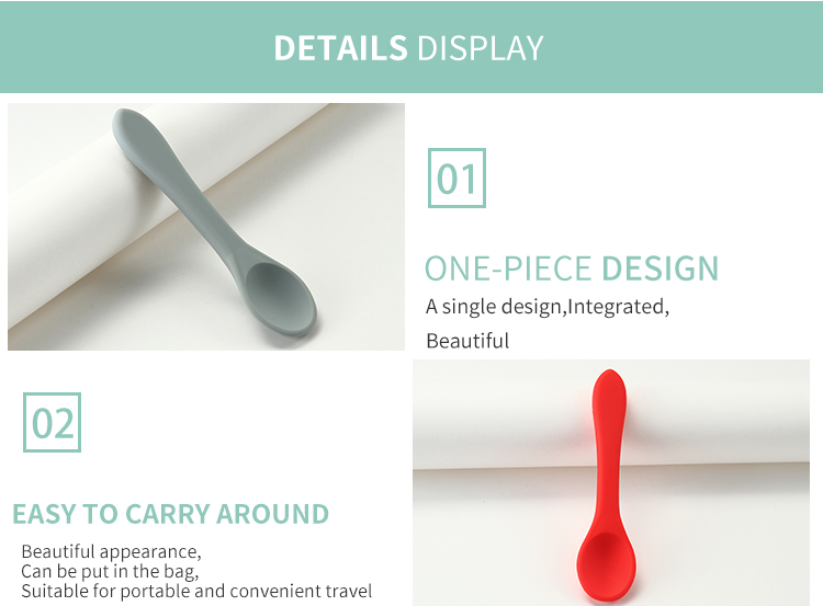 Safe BPA Free Silicone Infant Spoons Non Toxic Microwaveable