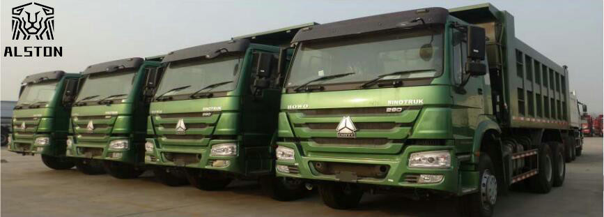 Red Euro 2 Used Howo Trucks , HW76 Cab Second Hand Dumper Truck
