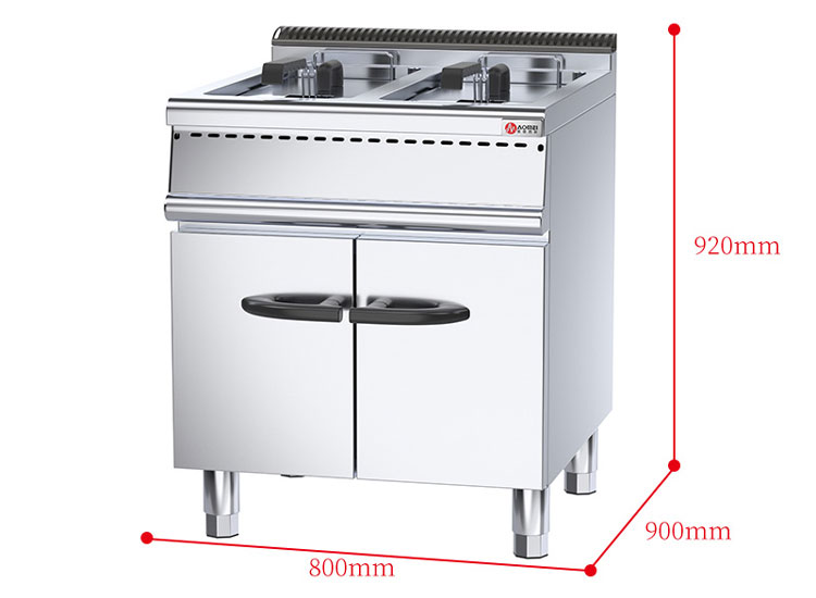 Restaurant Kitchen Equipment 800*900* 850 70 mm Commercial Gas Deep Fryer With Cabinet