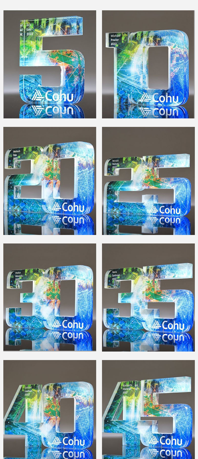 Clear Plexiglass Number Acrylic Award Block Custom Printing For Company Events