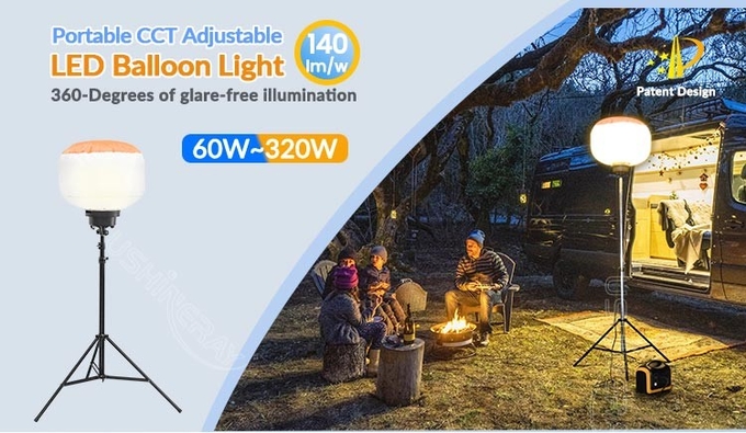 60W LED Balloon Lights 2.05m Waterproof Balloon Lights Stand Mobile Lighting For Campsite