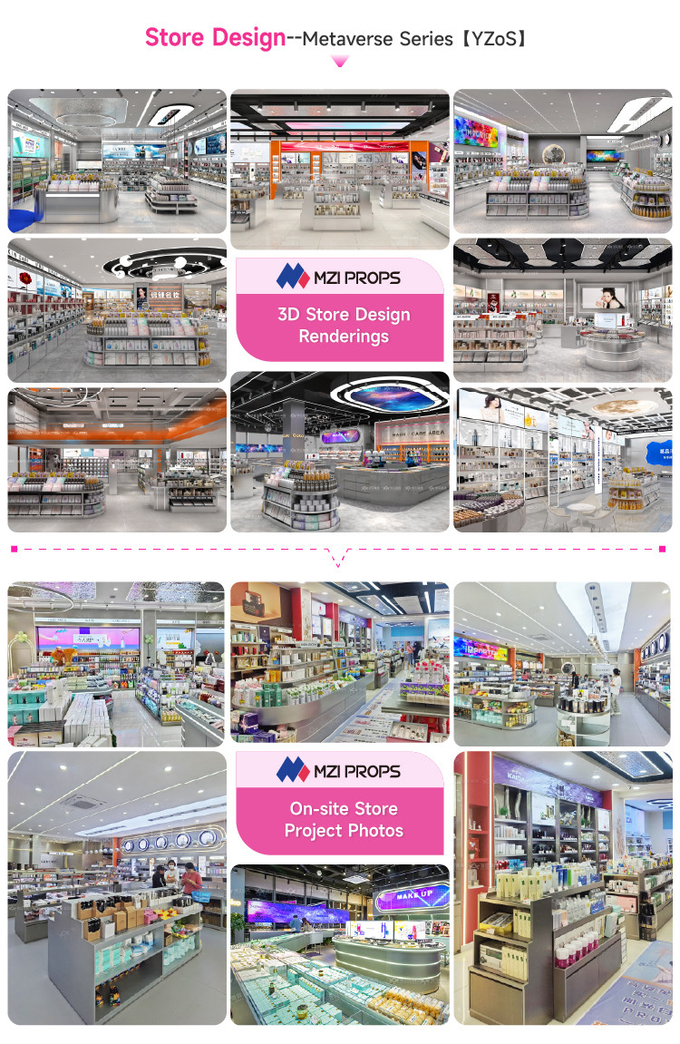 Cosmetic Display Shelf Facial Mask Wall Cabinet With Light-box For Skincare Shop Interior Design