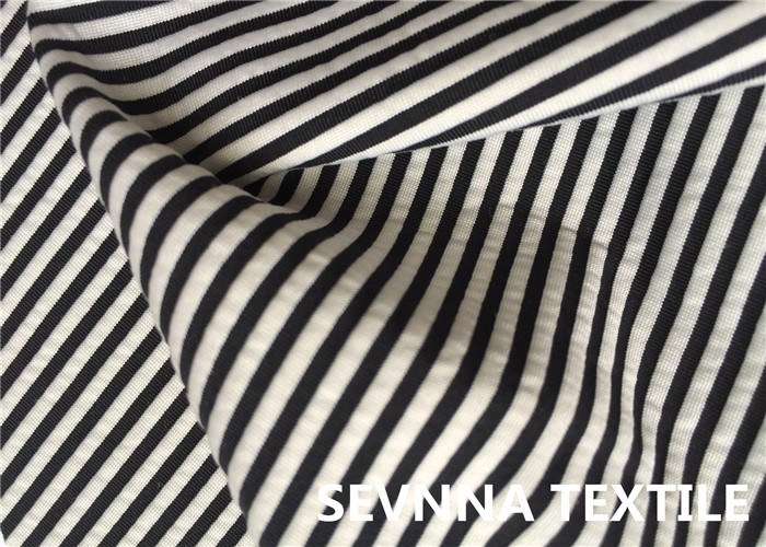 Semi Dull Textured Recycled Nylon Fabric Activewear Textiles With Jacquard Stripes