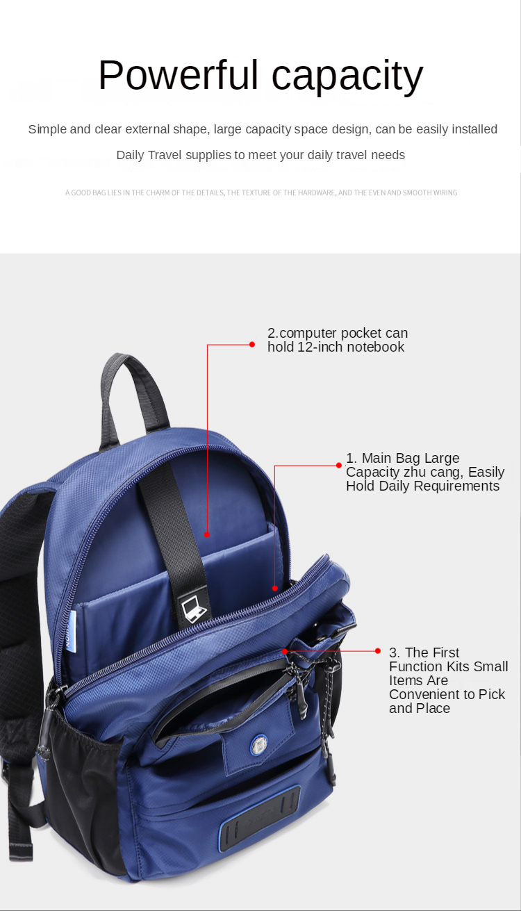 Wear Resistant Waterproof Travel Fashion Backpack 0.58kg Nylon Duffle Bag