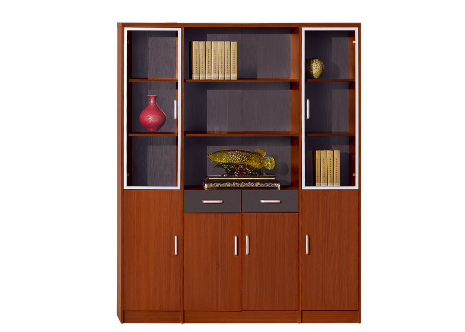 Wooden Lockable Office File Cabinets Light Cherry Color With Swing Door