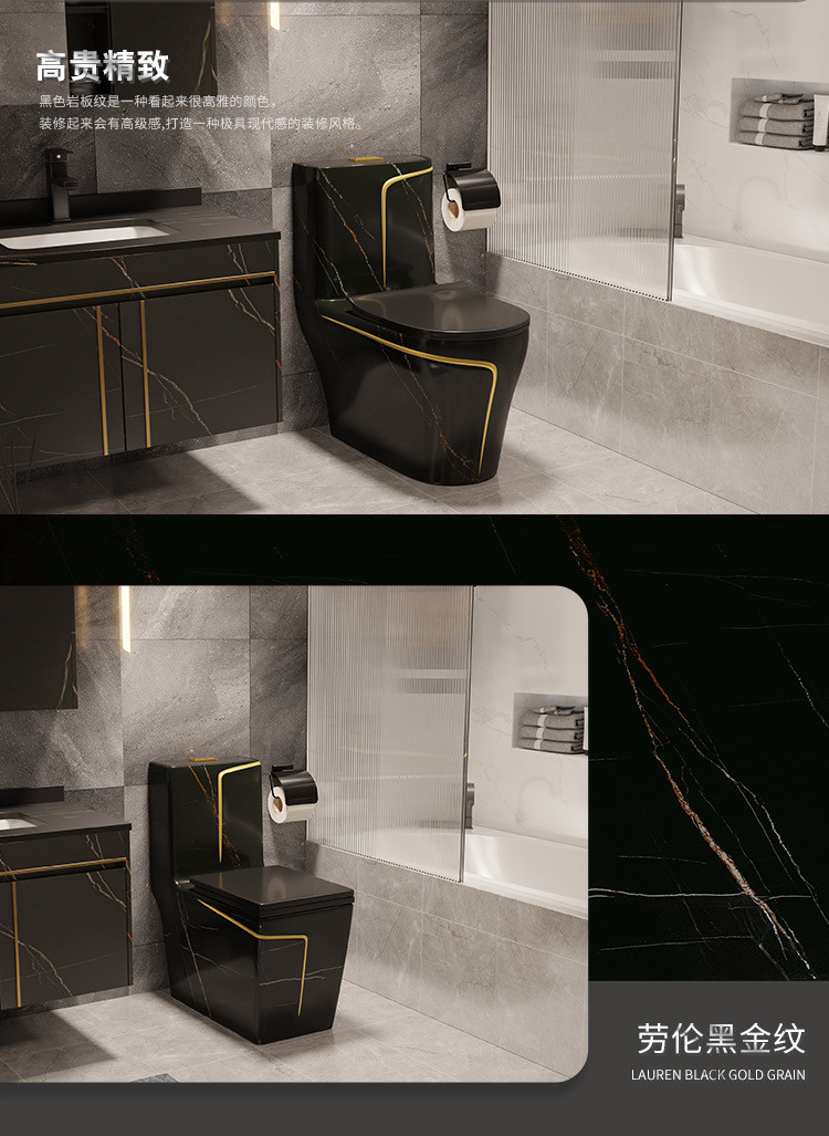 Siphon Flushing Floor Mounted Black White Toilet S Trap Hotel Design