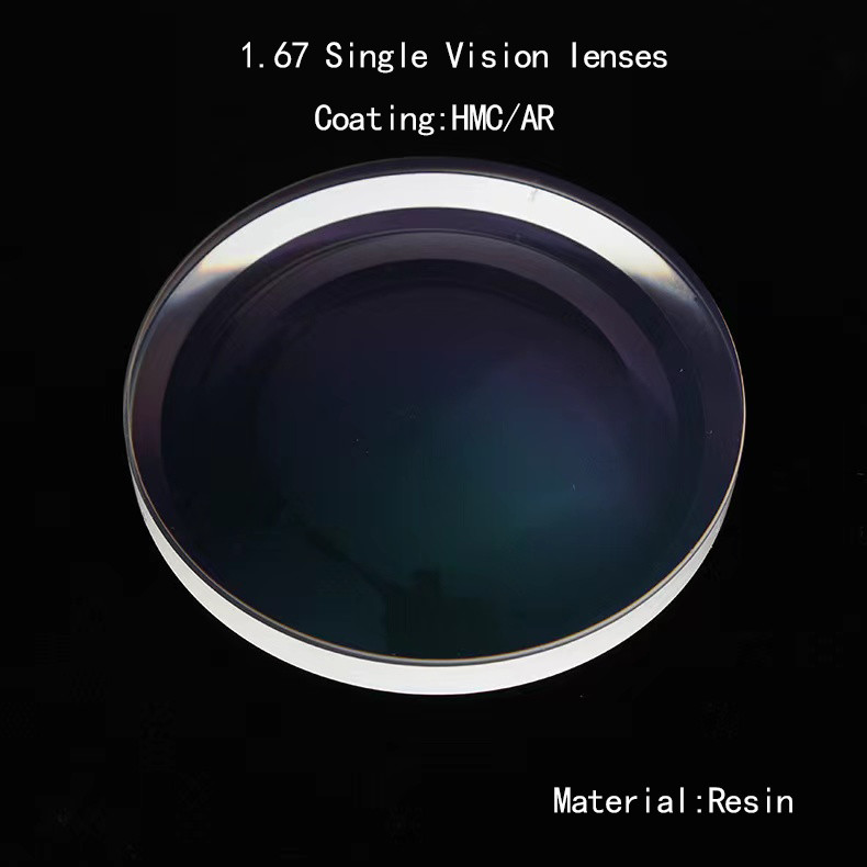 1.67 Single Vision Lens HMC AR Coating Ophthalmic Single Vision Lenses For Block EMI