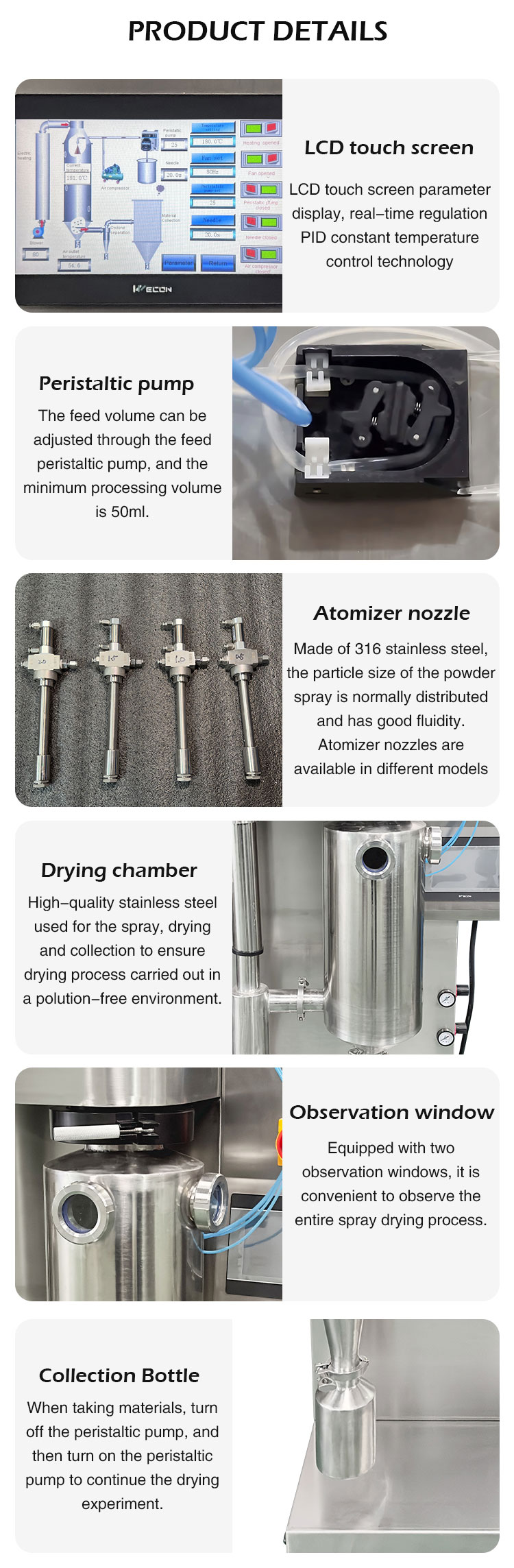 Lab Stainless Steel Mini Small Spray Drying Machine Milk Coffee Fruit Juice Spray Dryer