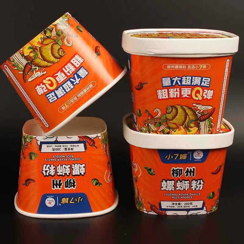 Waterproof Takeaway Noodle Paper Cup 1000ml Printing Square Bowl With Lid
