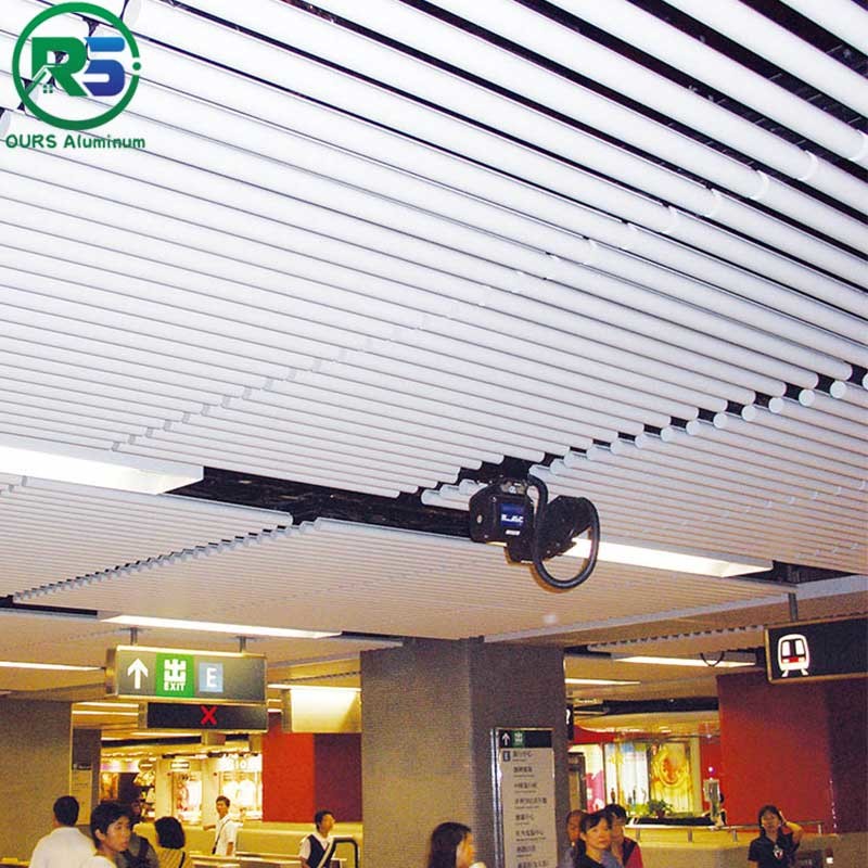 Aluminum Circular Round Tube Suspended Metal Ceiling For Airport MRT Station 10MM Thickness