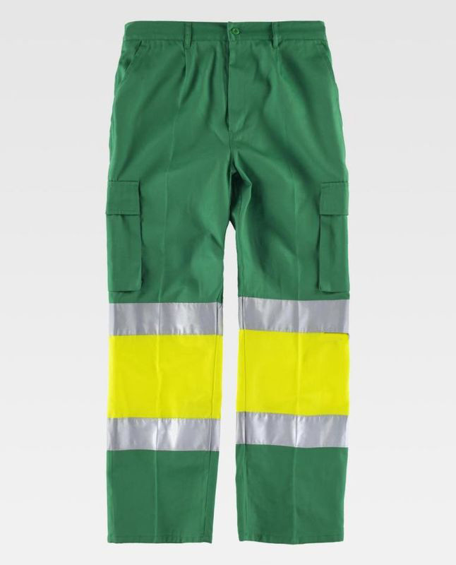 Workers Reflective Orange Hi Vis Trousers / Fashion Mens Safety Work Pants