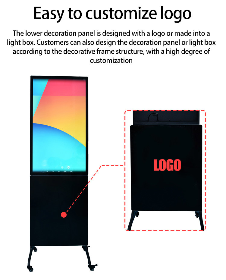 Win7/Win8/Win10 LCD Advertising Kiosk With Wheels 43 Inch Removable Portable Mobile 128G/256G/521G