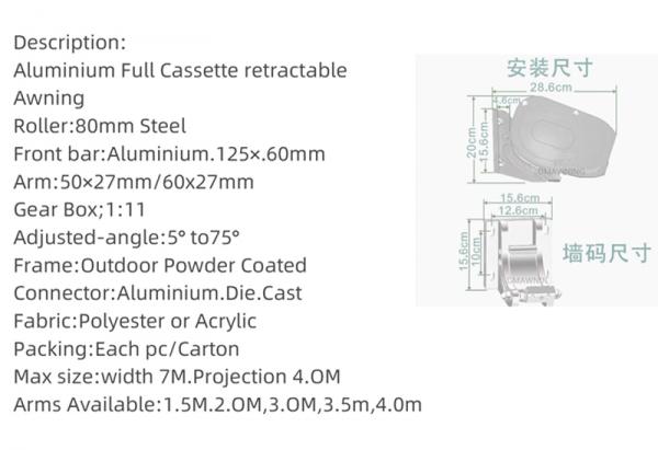 Chinese Full Cassette awning
