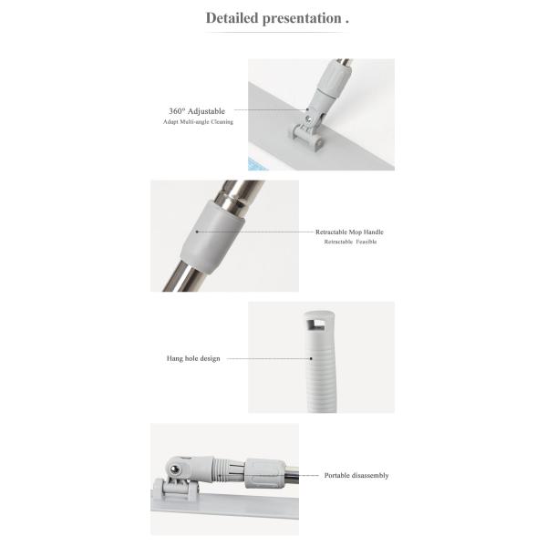 Industrial Cleanroom ESD Flat Mop with Microfiber and Stainless Steel