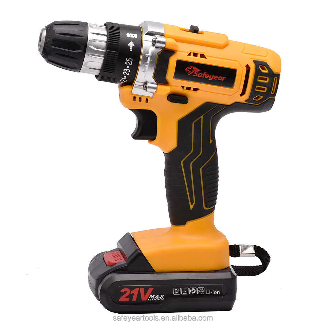 3/8" Cordless Power Drill Tools 21V Variable Speed Electric Impact Drill 1300MAH