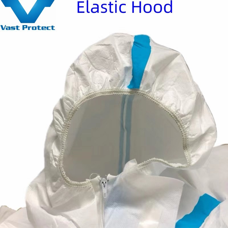 Disposable Blue Sealed Seam Tape White Micro Film Coverall