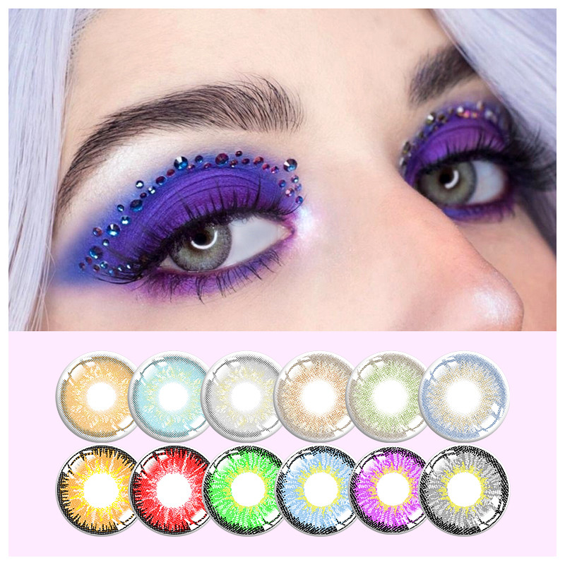 KSSEYE Colored Most Natural Blue Contact Lenses Cosmetic Without Diopters 14mm