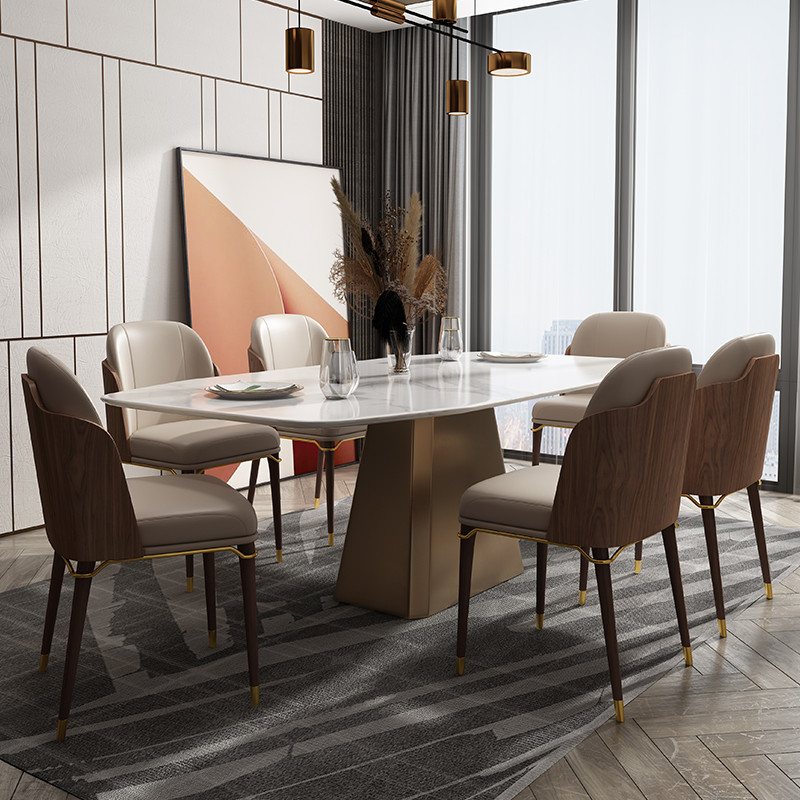 Rattan Nordic Dining Chair 19 Inch Seat Height Minimalist Outdoor Dining Set Leather