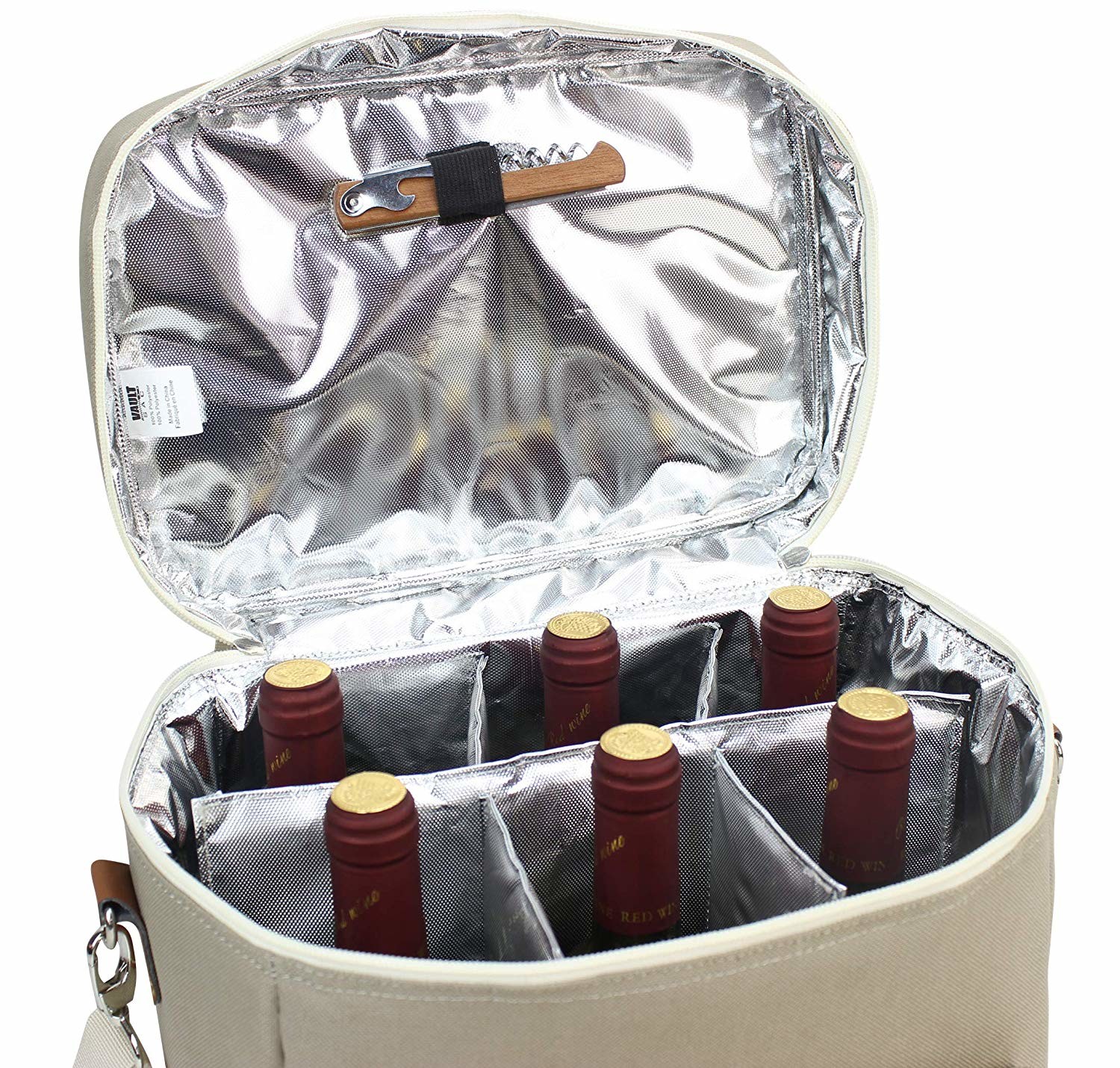 Resuable 6 Pack Beer Cooler Bag , Insulated Wine Cooler Tote Bag OEM Design