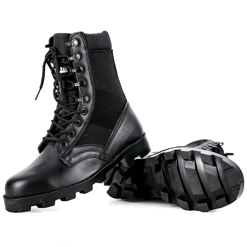 Patent Mens Leather Combat Boots Black Tan Brown Oxford Tactical Outdoor Climbing
