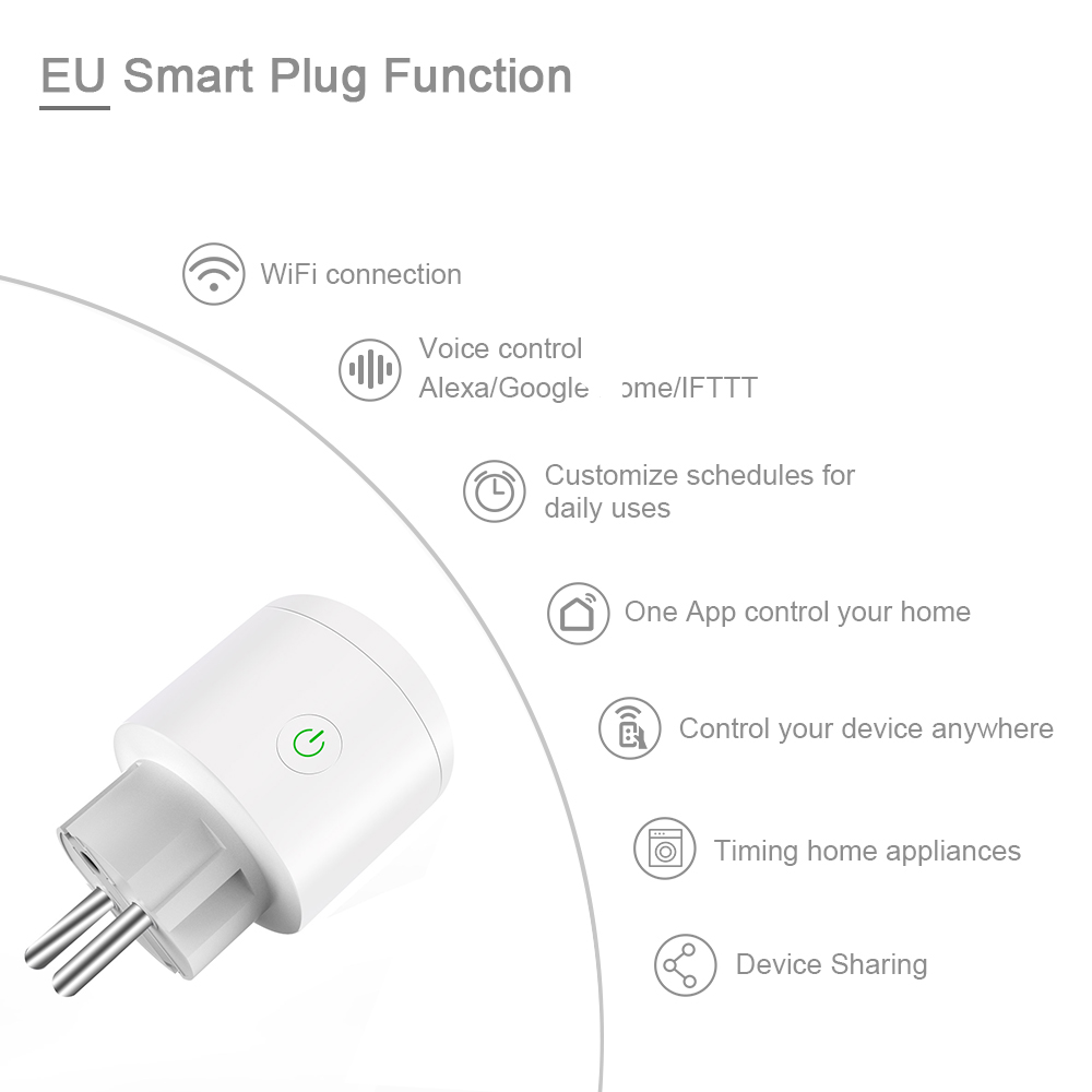 Glomarket Smart Tuya Wifi Plug , App Remote Control Smart Power Plug