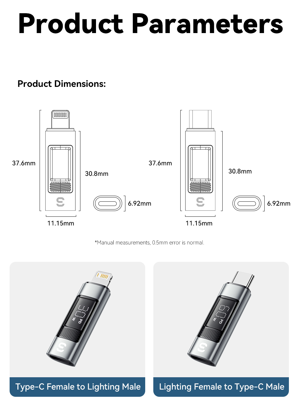 ESSAGER ES-OTG25 Series USB C Lightning OTG Adapter 3A For Apple IPhone