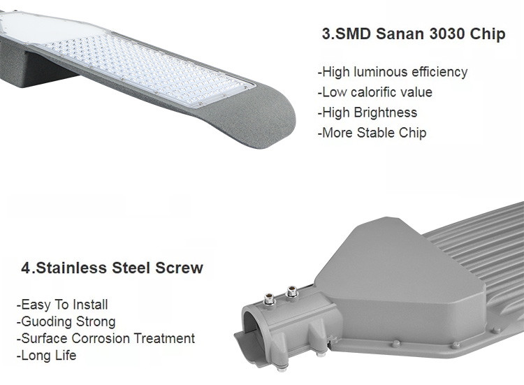 IP66 3000K 100 W Outdoor LED Street Light Classic Decorative Aluminum Housing