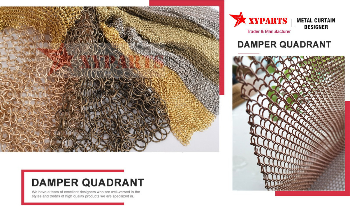 Height 3m Width 8m Titanium Plating Silver Chain Mail Ring Mesh Closure Curtain