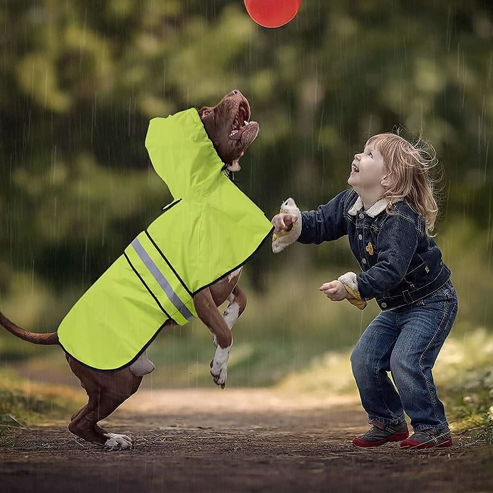 Reflective Dog Raincoat - Adjustable Waterproof Raincoat for Dogs, Lightweight Dog Hooded Slicker Rain Coat Poncho