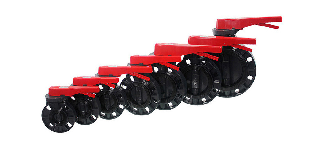 Blue and Red Plastic Handle PVC Butterfly Valve for Irrigation Field