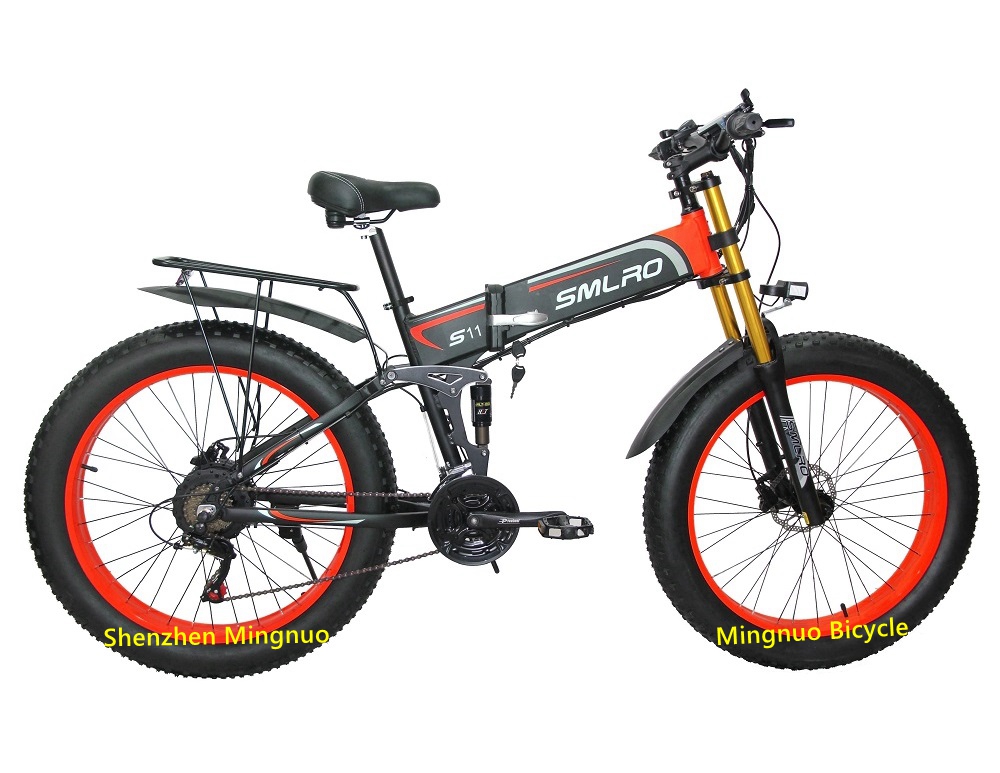 1KW Fat Tyre Folding Bike , 48V foldable electric cycle WIth Hidden Battery