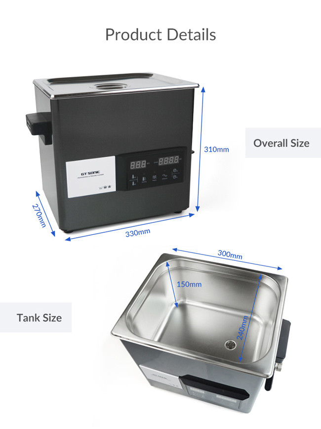 SUS304 Stainless Steel Ultrasonic Cleaner 9L 200W Ultrasonic Power