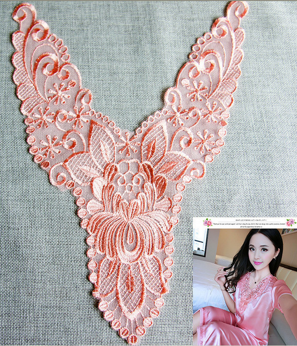 100%Polyester Water Soluble Embroidery Pajams Collar Lace Necklace Decoration
